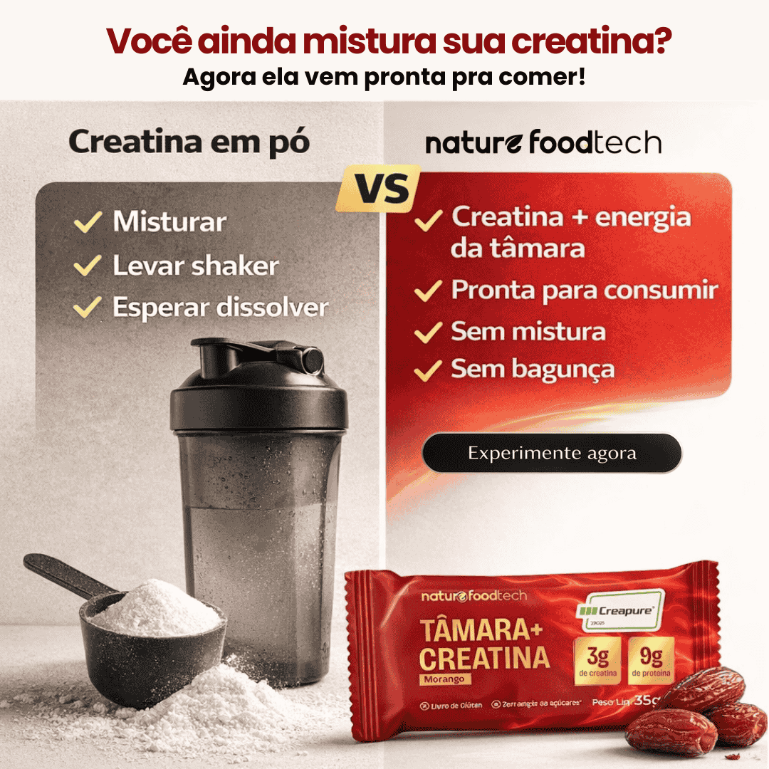 Barra de Tâmara com Creatina Creapure Cobertura Sabor Morango