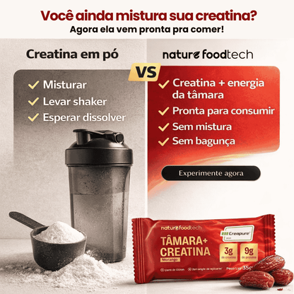 Barra de Tâmara com Creatina Creapure Cobertura Sabor Morango